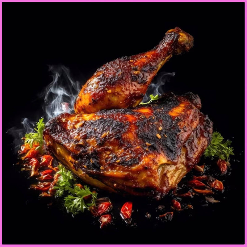 Succulent jerk chicken at Blossoms.